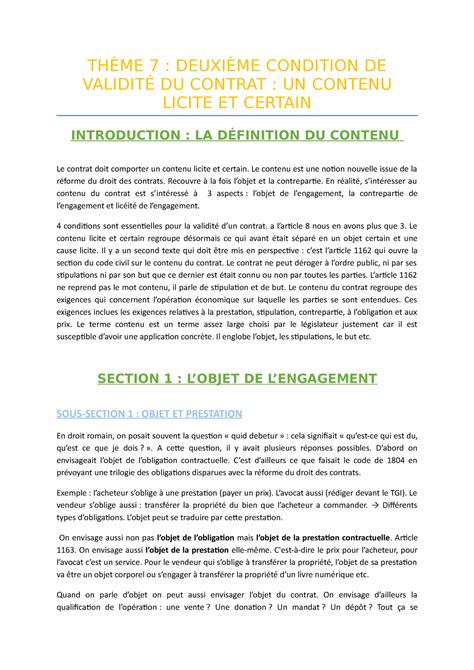 4.2.I. Un but ou contenu licite et certain: condition de validité du .